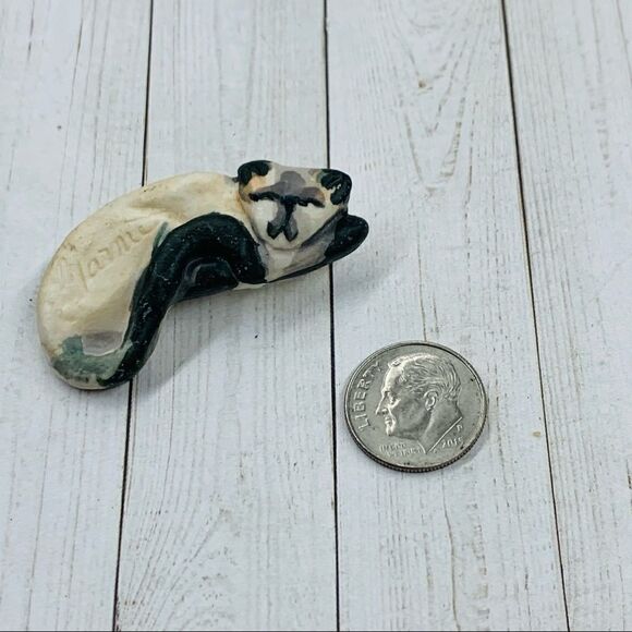 Porcelain Cat Brooch Signed - Picture 1 of 3